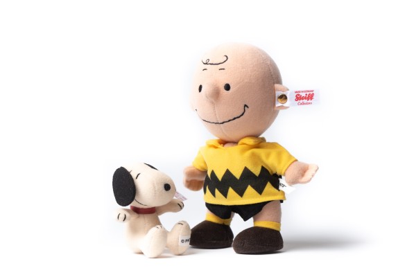 Steiff 658297 Snoopy 9 cm sitzend mit 658228 Charlie Brown 18 cm