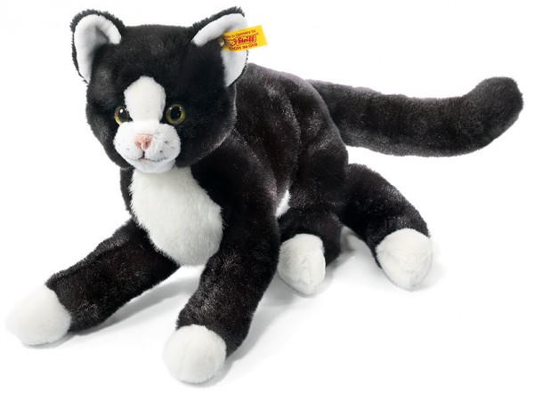 Steiff 099366 Mimmi Schlenker Katze schwarz weiss liegend 30 cm